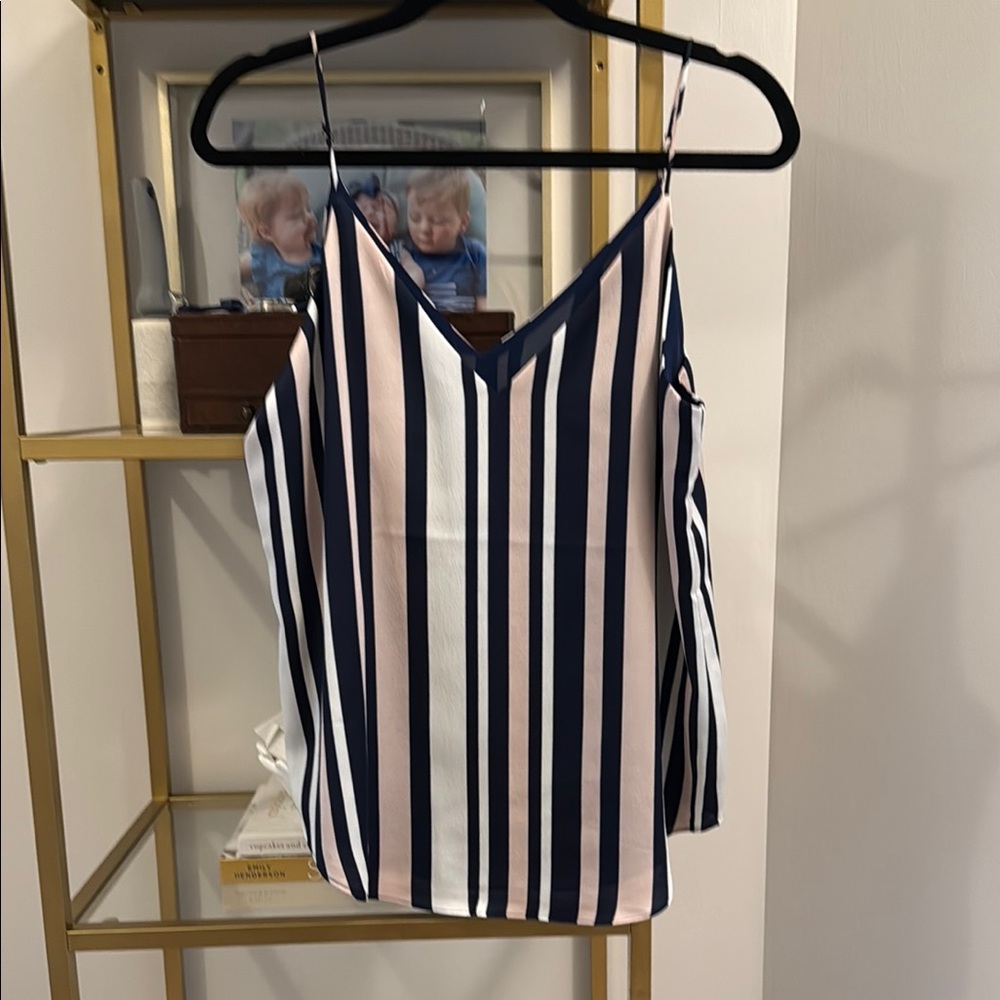 Express Blue and White Asymmetrical Camisole Top
